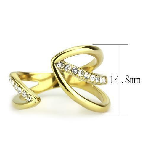 Jewellery Kingdom Ladies Open Band Cubic Zirconia Ring (Gold) - Rings - British D'sire