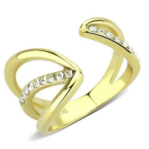 Jewellery Kingdom Ladies Open Band Cubic Zirconia Ring (Gold) - Rings - British D'sire Main image
