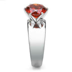 Jewellery Kingdom Ladies Orange Garnet 2 Carat Solitaire Stainless Steel Silver Ring - Jewelry Rings - British D'sire