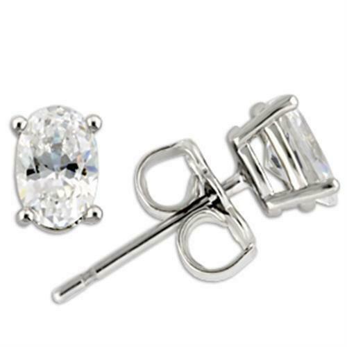 Jewellery Kingdom Ladies Oval 1ct Cubic Zirconia Sterling Clear Stud Earrings - Earrings - British D'sire Main image