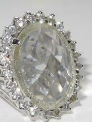 Jewellery Kingdom Ladies Oval 2 Carat Cz Clear Super Sparkling Silver Rhodium Cocktail Ring - Jewelry Rings - British D'sire