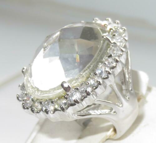 Jewellery Kingdom Ladies Oval 2 Carat Cz Clear Super Sparkling Silver Rhodium Cocktail Ring - Jewelry Rings - British D'sire