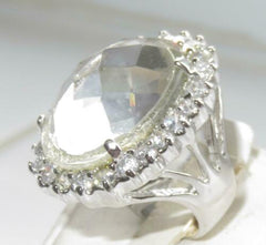 Jewellery Kingdom Ladies Oval 2 Carat Cz Clear Super Sparkling Silver Rhodium Cocktail Ring - Jewelry Rings - British D'sire