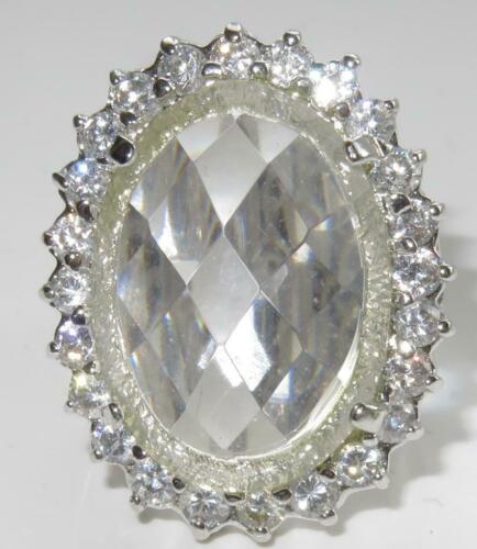 Jewellery Kingdom Ladies Oval 2 Carat Cz Clear Super Sparkling Silver Rhodium Cocktail Ring - Jewelry Rings - British D'sire Main image