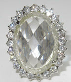 Jewellery Kingdom Ladies Oval 2 Carat Cz Clear Super Sparkling Silver Rhodium Cocktail Ring - Jewelry Rings - British D'sire