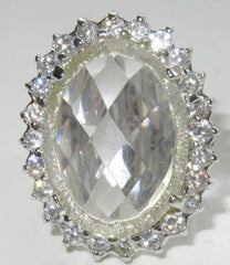 Jewellery Kingdom Ladies Oval 2 Carat Cz Clear Super Sparkling Silver Rhodium Cocktail Ring - Jewelry Rings - British D'sire