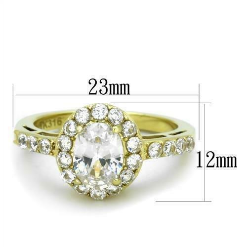 Jewellery Kingdom Ladies Oval 2c 18kt Steel Dress Engagement Pretty Pave Elegant Ring (Gold) - Jewelry Rings - British D'sire