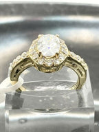 Jewellery Kingdom Ladies Oval 2c 18kt Steel Dress Engagement Pretty Pave Elegant Ring (Gold) - Jewelry Rings - British D'sire