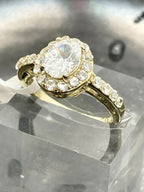 Jewellery Kingdom Ladies Oval 2c 18kt Steel Dress Engagement Pretty Pave Elegant Ring (Gold) - Jewelry Rings - British D'sire