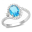 Jewellery Kingdom Ladies Oval 3CT Cubic Zirconia Stamped Ring (Blue Topaz & Sterling Silver) - Jewelry Rings - British D'sire