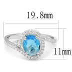 Jewellery Kingdom Ladies Oval 3CT Cubic Zirconia Stamped Ring (Blue Topaz & Sterling Silver) - Jewelry Rings - British D'sire