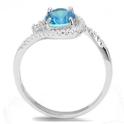 Jewellery Kingdom Ladies Oval 3CT Cubic Zirconia Stamped Ring (Blue Topaz & Sterling Silver) - Jewelry Rings - British D'sire Main image