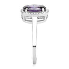 Jewellery Kingdom Ladies Oval Amethyst Purple 2.50 Carat Stainless Steel Ring (Silver) - Jewelry Rings - British D'sire