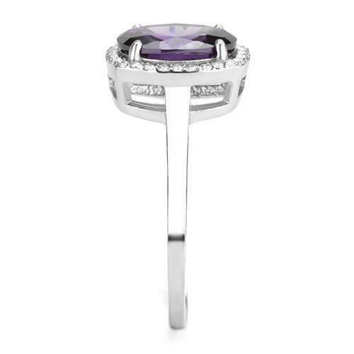 Jewellery Kingdom Ladies Oval Amethyst Purple 2.50 Carat Stainless Steel Ring (Silver) - Jewelry Rings - British D'sire