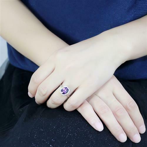 Jewellery Kingdom Ladies Oval Amethyst Purple 2.50 Carat Stainless Steel Ring (Silver) - Jewelry Rings - British D'sire