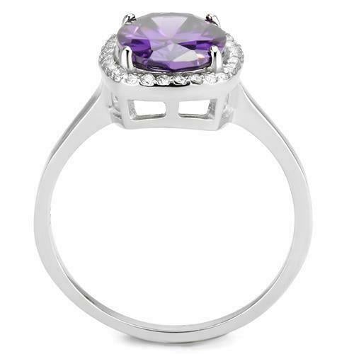 Jewellery Kingdom Ladies Oval Amethyst Purple 2.50 Carat Stainless Steel Ring (Silver) - Jewelry Rings - British D'sire