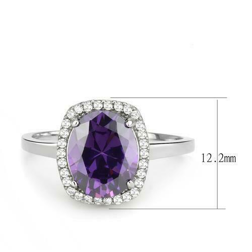 Jewellery Kingdom Ladies Oval Amethyst Purple 2.50 Carat Stainless Steel Ring (Silver) - Jewelry Rings - British D'sire