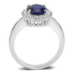 Jewellery Kingdom Ladies Oval Blue Pretty Rhodium Dress 2.50 Carat Sapphire Ring (Silver) - Jewelry Rings - British D'sire