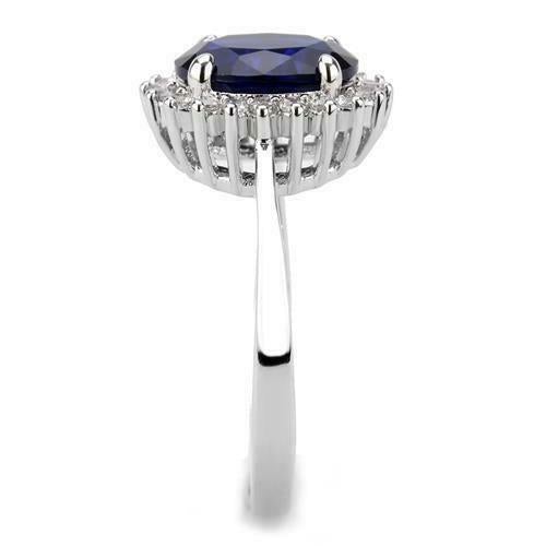 Jewellery Kingdom Ladies Oval Blue Pretty Rhodium Dress 2.50 Carat Sapphire Ring (Silver) - Jewelry Rings - British D'sire