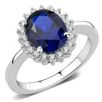 Jewellery Kingdom Ladies Oval Blue Pretty Rhodium Dress 2.50 Carat Sapphire Ring (Silver) - Jewelry Rings - British D'sire