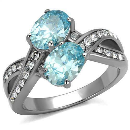 Jewellery Kingdom Ladies Oval Blue Topaz 3k Stainless Steel Ring - Rings - British D'sire