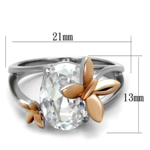 Jewellery Kingdom Ladies Oval Butterfly Steel Cubic Zirconia Pretty 4 Carat Ring (Rose Gold) Secondary image