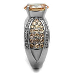 Jewellery Kingdom Ladies Oval Champagne Brown Cz Stainless Steel Ring (Silver) - Jewelry Rings - British D'sire