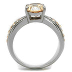 Jewellery Kingdom Ladies Oval Champagne Brown Cz Stainless Steel Ring (Silver) - Jewelry Rings - British D'sire