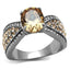 Jewellery Kingdom Ladies Oval Champagne Brown Cz Stainless Steel Ring (Silver) - Jewelry Rings - British D'sire
