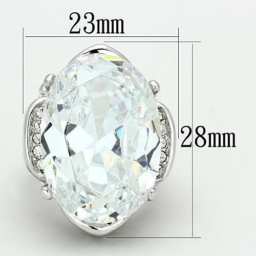 Jewellery Kingdom Ladies Oval Cz 20 Carat Silver Rhodium Cocktail Ring - Jewelry Rings - British D'sire