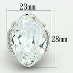 Jewellery Kingdom Ladies Oval Cz 20 Carat Silver Rhodium Cocktail Ring - Jewelry Rings - British D'sire