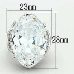 Jewellery Kingdom Ladies Oval Cz 20 Carat Silver Rhodium Cocktail Ring - Jewelry Rings - British D'sire