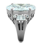 Jewellery Kingdom Ladies Oval CZ Cocktail 20 Carat Big Statement Stainless Steel Ring (Silver) - Jewelry Rings - British D'sire