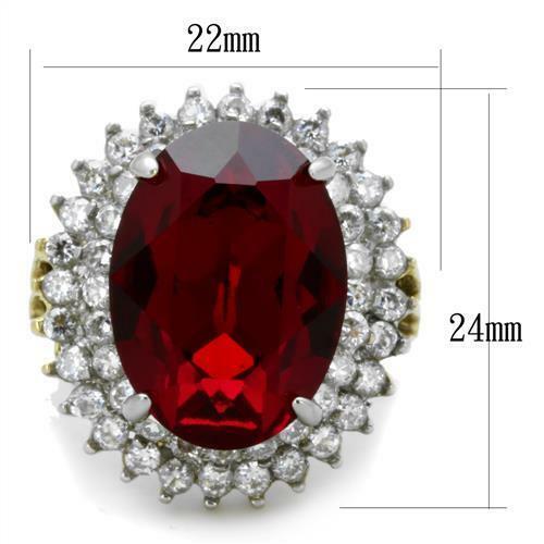 Jewellery Kingdom Ladies Oval Dress Ruby 18 Carat Steel Sparkling Ring (Gold) - Jewelry Rings - British D'sire