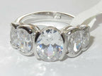 Jewellery Kingdom Ladies Oval Eternity 5 Stone Sterling Silver 4K Ring (Silver) - Rings - British D'sire