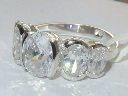 Jewellery Kingdom Ladies Oval Eternity 5 Stone Sterling Silver 4K Ring (Silver) Secondary image