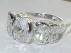 Jewellery Kingdom Ladies Oval Eternity 5 Stone Sterling Silver 4K Ring (Silver) - Rings - British D'sire