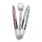 Jewellery Kingdom Ladies Oval Pink Ruby Aquamarine Band Stainless Steel Illusion Ring - Rings - British D'sire