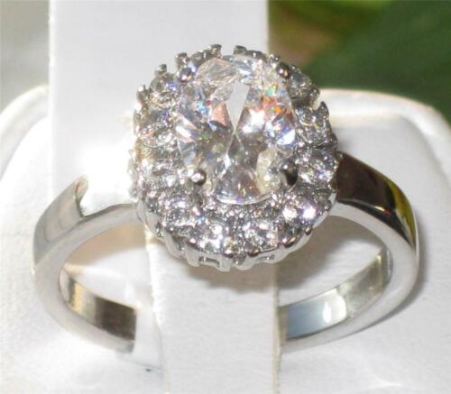 Jewellery Kingdom Ladies Oval Ring Simulated Diamonds Stainless Steel Silver - Jewelry Rings - British D'sire Main image