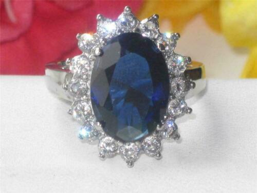 Jewellery Kingdom Ladies Oval Sapphire Diana Princess Ring (Silver) - Rings - British D'sire