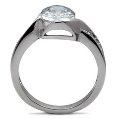 Jewellery Kingdom Ladies Oval Solitaire Bezel Clear 4k Stainless Steel Ring Silver - Rings - British D'sire