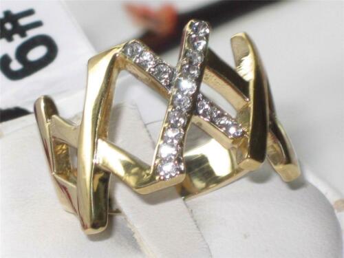 Jewellery Kingdom Ladies Pave Band 15mm Cubic Zirconia Ring (Gold) - Rings - British D'sire