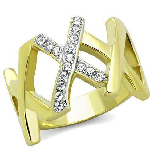 Jewellery Kingdom Ladies Pave Band 15mm Cubic Zirconia Ring (Gold) - Rings - British D'sire Main image