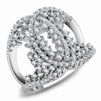 Jewellery Kingdom Ladies Pave Band Cubic Zirconia Rhodium Ring (Silver) - Rings - British D'sire