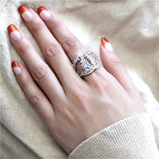 Jewellery Kingdom Ladies Pave Band Cubic Zirconia Rhodium Ring (Silver) - Rings - British D'sire