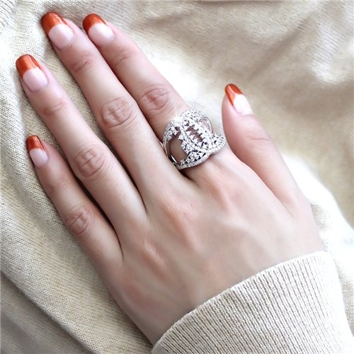 Jewellery Kingdom Ladies Pave Band Cubic Zirconia Rhodium Ring (Silver) - Rings - British D'sire