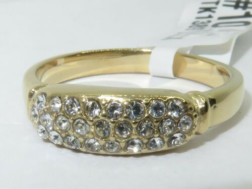Jewellery Kingdom Ladies Pave Cluster Band 18kt Steel Elegant Gold Ring - Jewelry Rings - British D'sire Main image