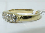 Jewellery Kingdom Ladies Pave Cluster Band 18kt Steel Elegant Gold Ring - Jewelry Rings - British D'sire