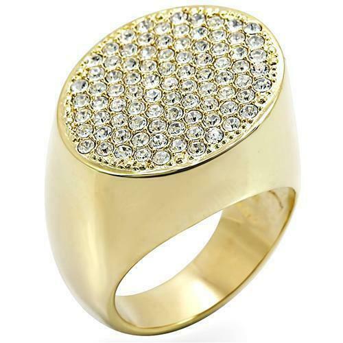 Jewellery Kingdom Ladies Pave Comfort Cocktail Ring (Gold) - Rings - British D'sire Main image