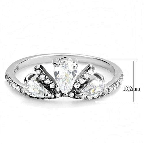 Jewellery Kingdom Ladies Pear 2.2 Carat Three Stone Crossover Stainless Steel Ring (Silver) Secondary image